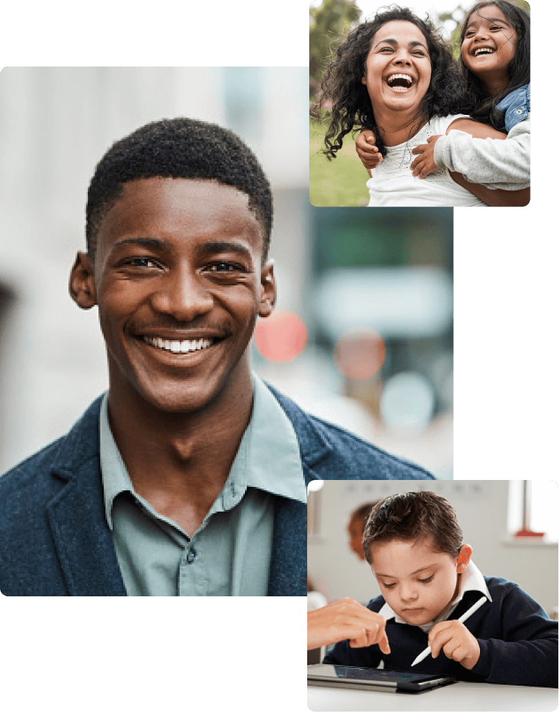 Pictures for profile of African American male, mother with child and single Asian woman