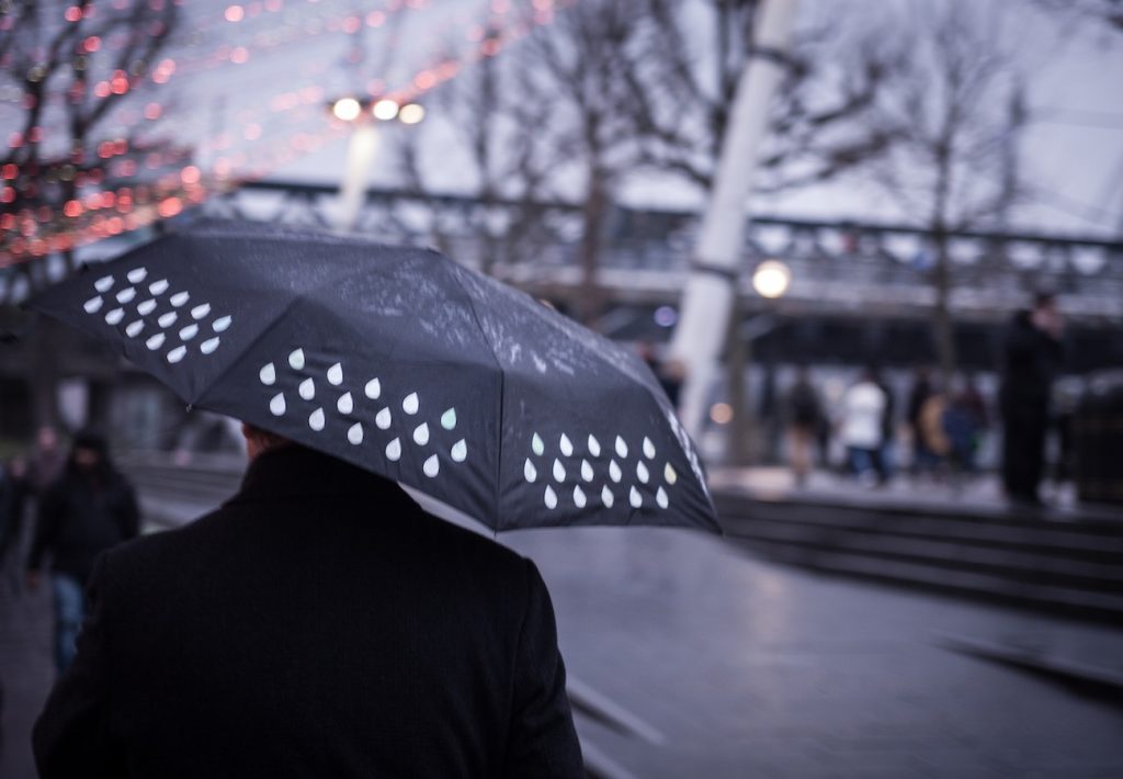 rainy day man with umbrella