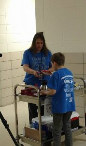 Ms. Jean Lawson with Classroom Cafe Cart