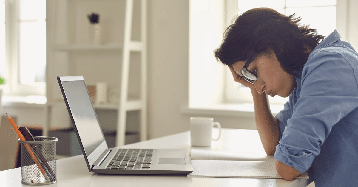 Woman stressed at desk