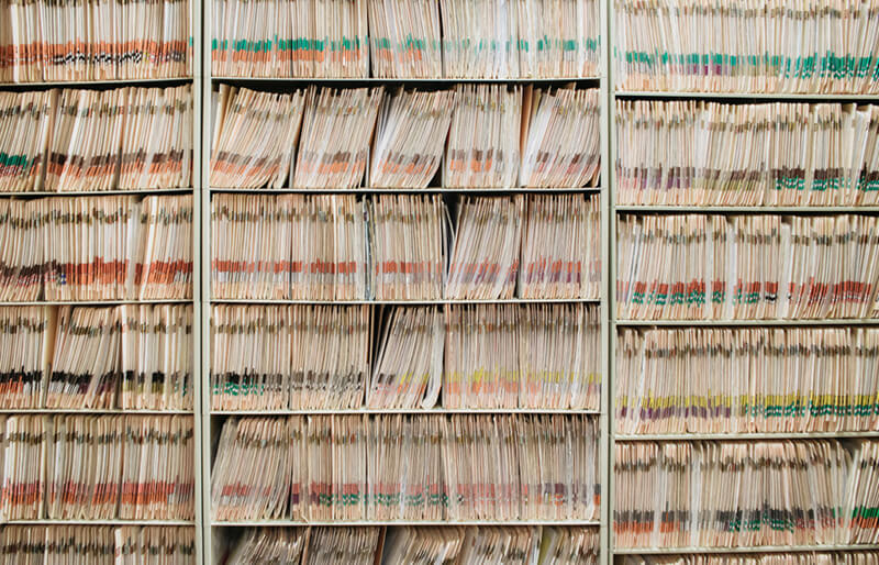 shelves of manila folders
