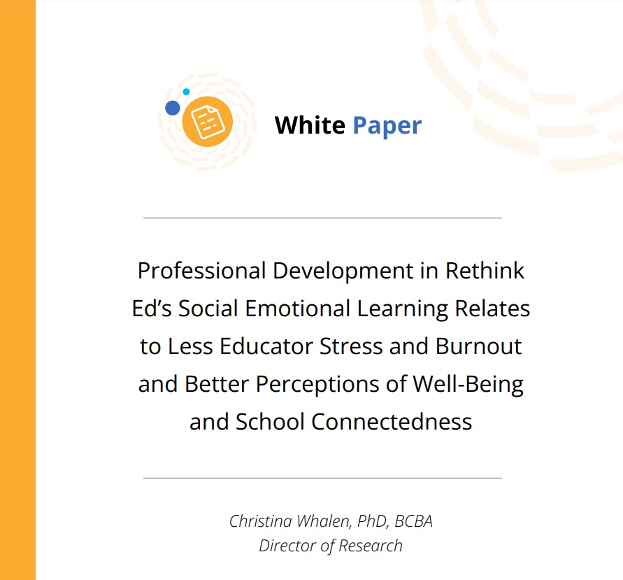 Cover of White Paper "Professional Development in RethinkEd's Social Emotional Learning" by Christina Whalen